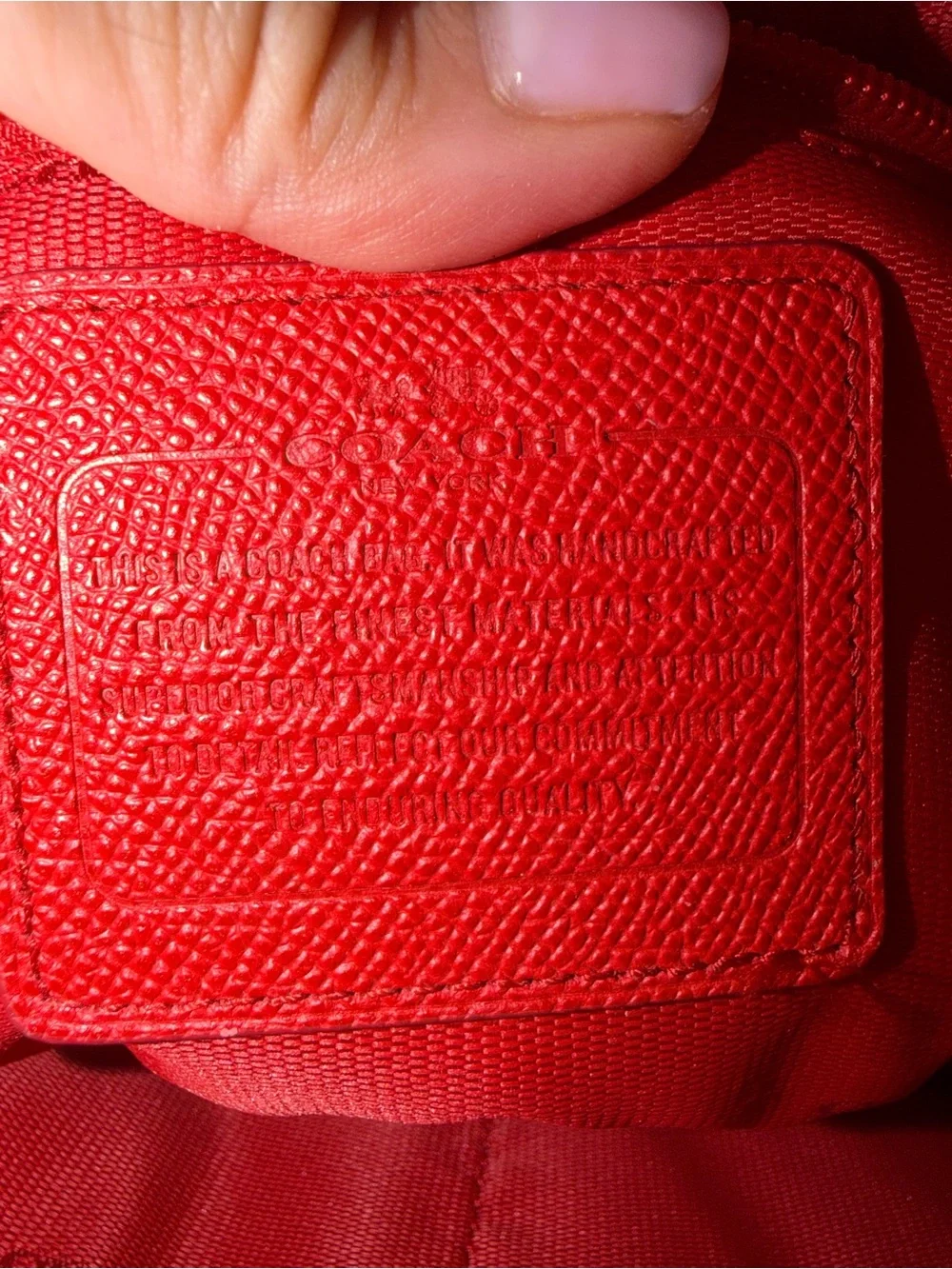 Coach Cherry Red Leather Tote with Gold Chain Detail